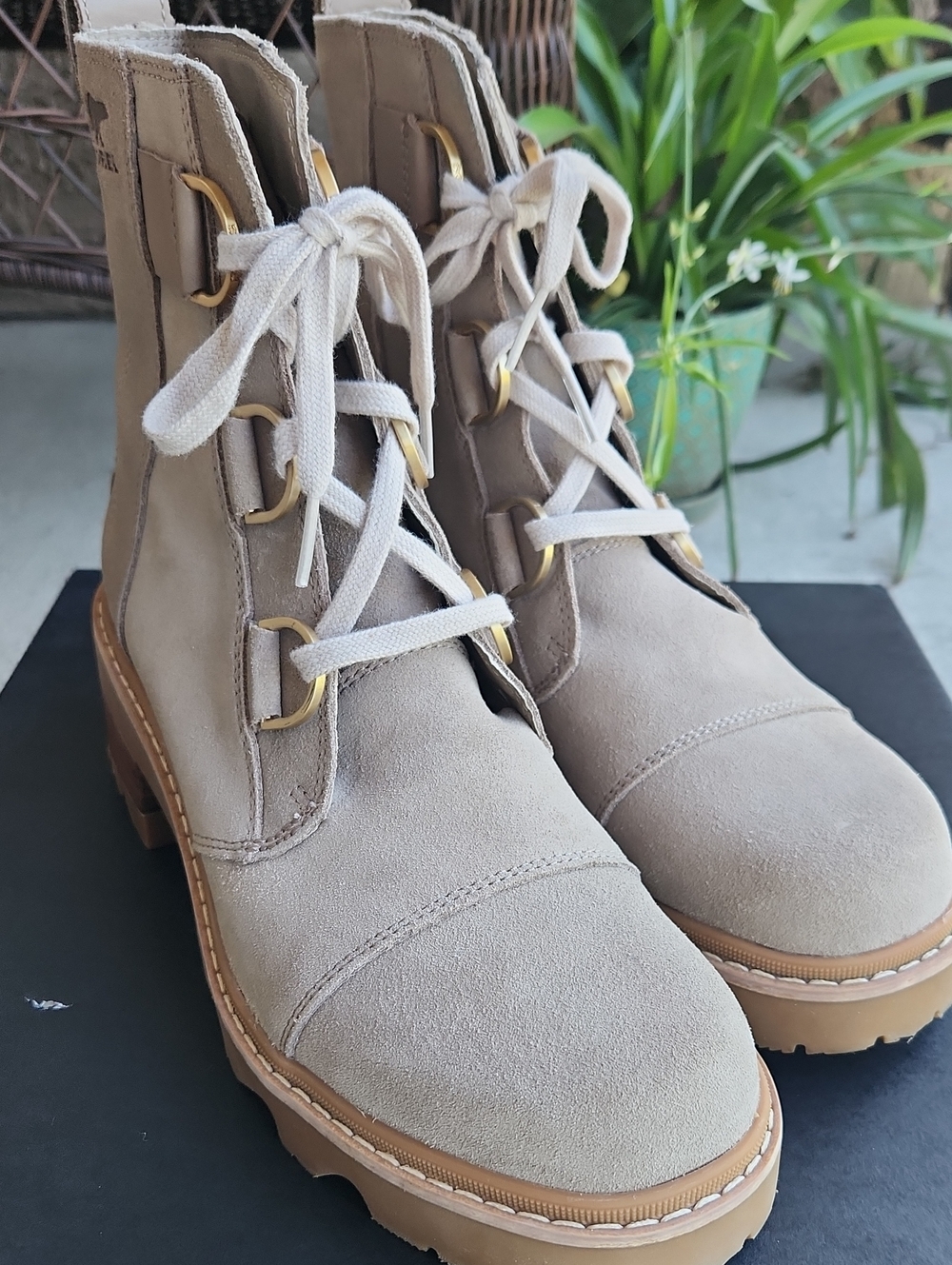 Sorel Joan Now Waterproof Lace-Up Boots in Taupe